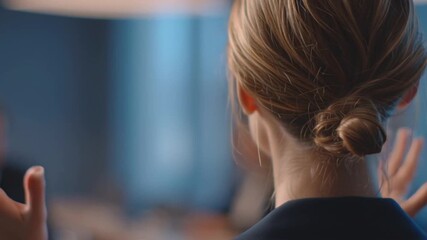 Focus on Engagement: A well-composed portrait capturing the engaging gesture and poised posture, hinting at insightful conversation and the focused attention of the individual.