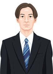 スーツを着た若い男性の上半身