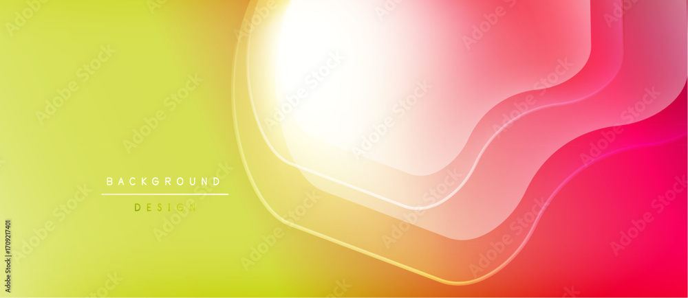 Poster abstract fluid shapes blend yellow, pink, red hues. smooth gradients create dynamic background desig