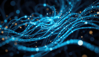 Data cables glowing with energy pulses.