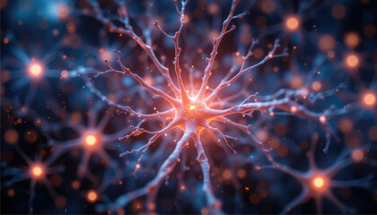 Abstract network neurons glowing in space.