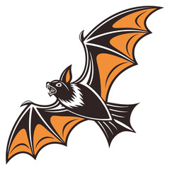 Frightening bat with orange wing illustration vector