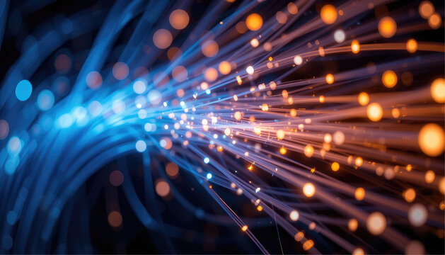 Fiber optics background with light spots