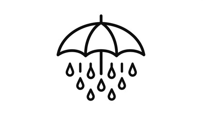 Simple umbrella icon with rain drops