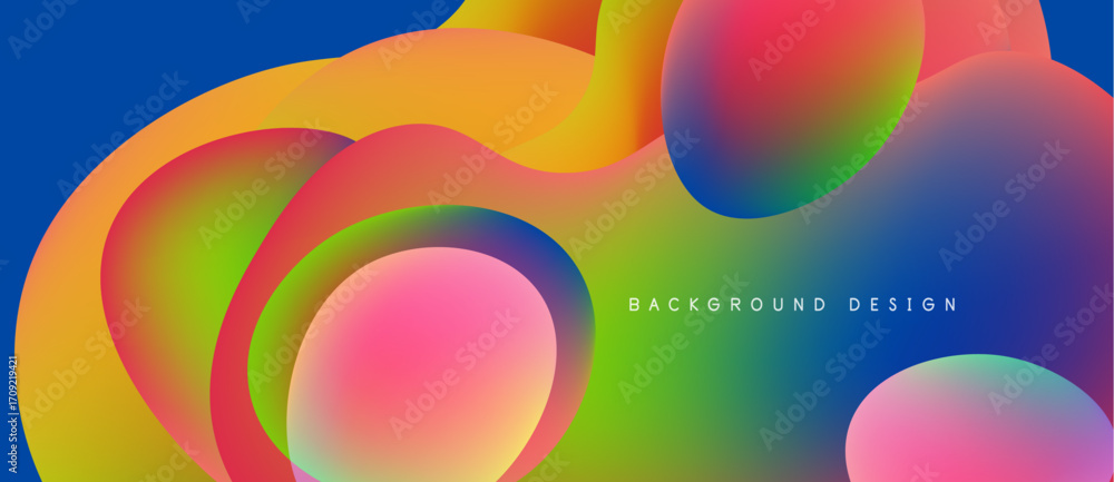 Aufkleber vibrant overlapping circles create fluid colorful background. gradient hues blend seamlessly, formin