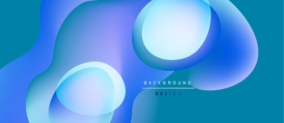 Abstract fluid shapes, blue hues dominate. Gradient colors blend, creating dynamic visual texture. Modern design element for backgrounds.