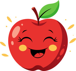 red apple with a happy face 