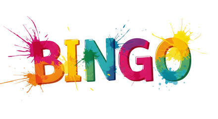 colorful word bingo with paint splatters isolated on transparent background