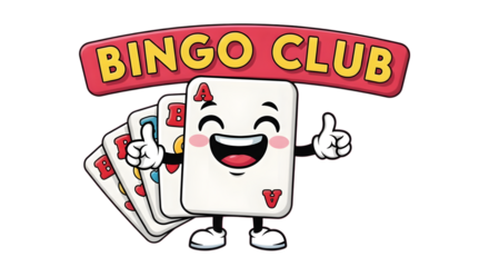 happy bingo card character giving thumbs up isolated on transparent background