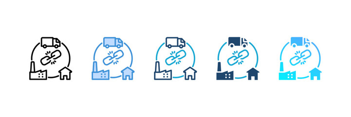 Supply Chain icon set multiple style collection