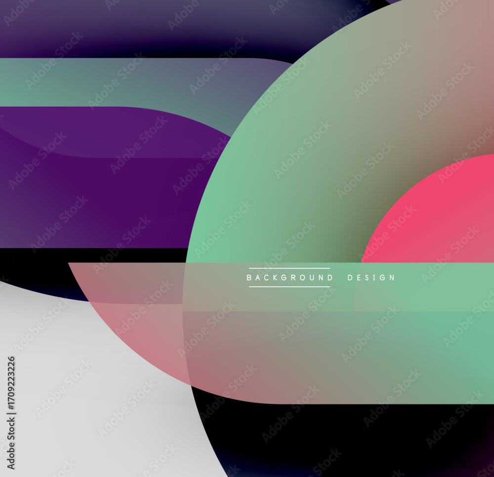 Poster Abstract composition. Overlapping shapes create vibrant color gradients. Modern design with smooth transitions, minimalist aesthetic.