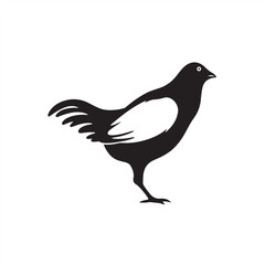 Obraz premium Modern flat design, classic black and white vector style silhouette of bird on a white background, timeless and elegant, simple, two-dimensional shapes.