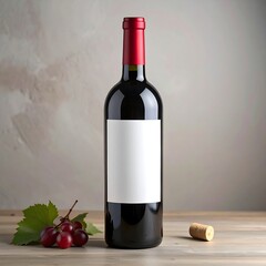 Red wine bottle with blank label
