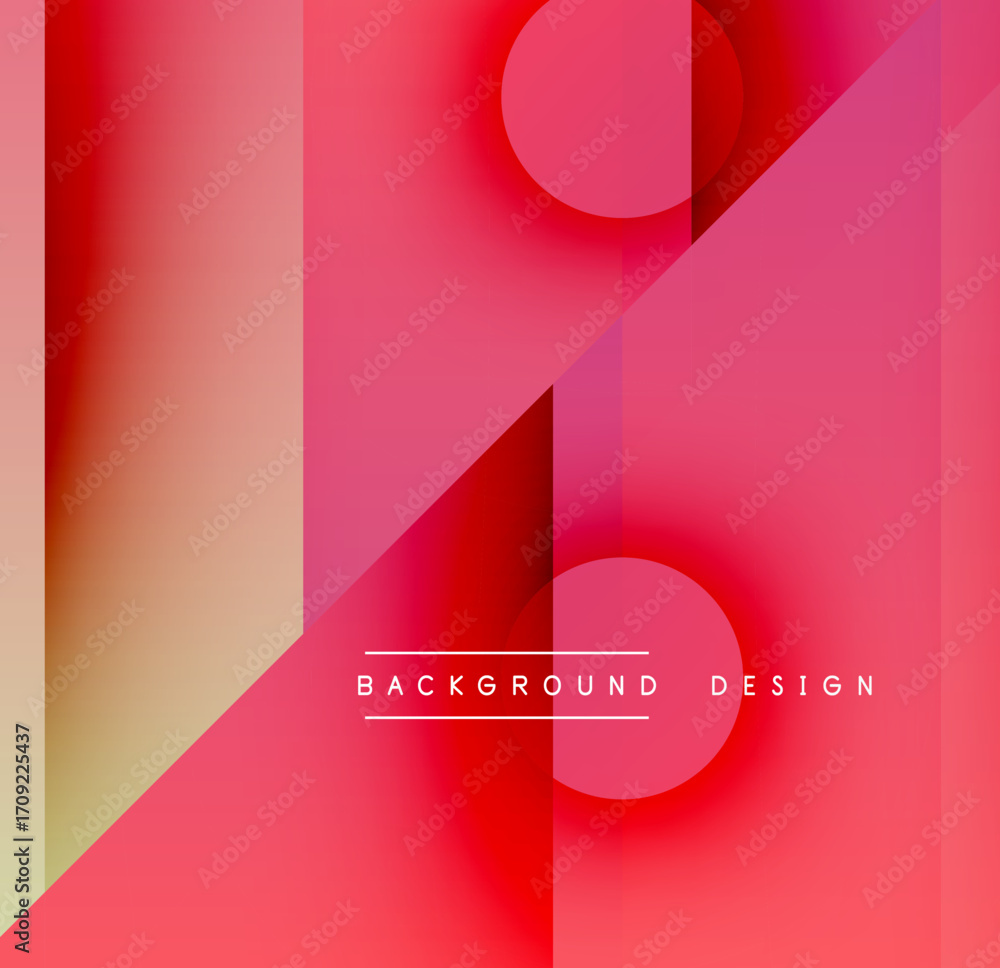 Poster abstract geometric composition. red gradients, overlapping shapes create modern visual effect. minim