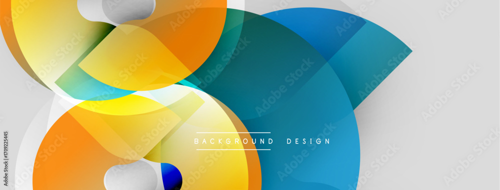 Poster abstract colorful shapes overlap, creating dynamic visual effect. modern design with gradients, smoo