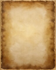 Parchment Texture Background with Golden-Brown Stains and Curled Corners for Medieval Maps