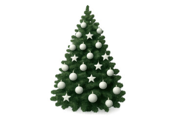 Fototapeta premium Christmas tree decorated with white ornaments on transparent background