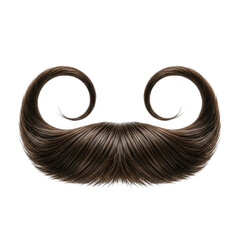 Intricate curly brown mustache with realistic hair texture isolated