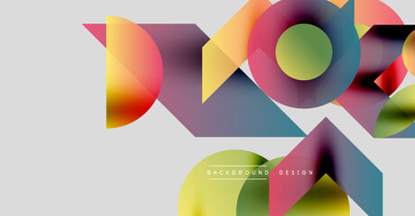 Abstract colorful shapes overlap. Modern design features vibrant hues, gradients, smooth transitions. Minimalist aesthetic, clean composition.