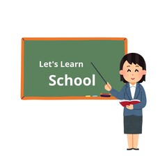 Teacher with blackboard