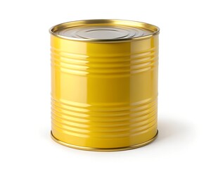 Yellow Metal Food Can Isolated on White Background for Product Mockup