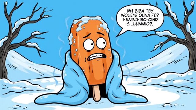 cold popsicle wrapped in blanket winter snow