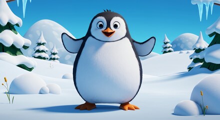Cartoon penguin playful pose