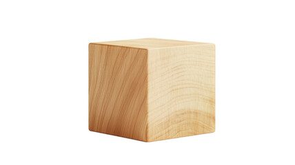 Isolated wooden cube against background demonstrating natural wood grain and textures