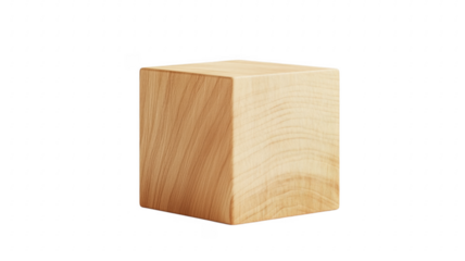 Isolated wooden cube against background demonstrating natural wood grain and textures