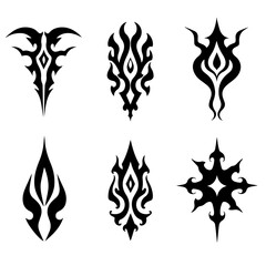 Fototapeta premium set of tattoo design elements, fire, flame, vector, icon, illustration, symbol, sign, design, art, tattoo, set, hot, element, water, burn, pattern, decoration, orange, logo, nature, heat, yellow, drop