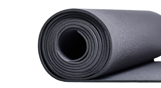 Rolled dark gray/black flexible material