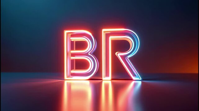 Bright Neon 'BR' Letter Elevated on Dark Background