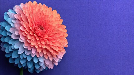 Vibrant, multi-hued flower on deep purple