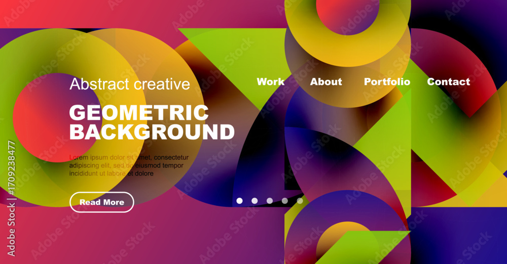 Poster vibrant abstract geometric background. website header design features colorful overlapping circles, 