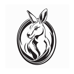 Emblem Design of Kangaroo Vector Logo Isolated on White Background