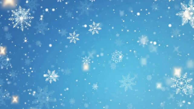 Winter background with falling snowflakes on blue gradient   - Powered by Adobe