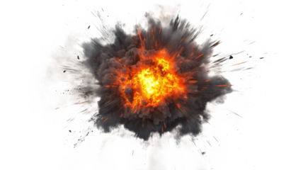 Powerful explosive blast depicting extreme fire and destruction on a background