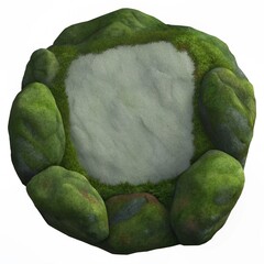 Moss-Covered Rock Texture Background with Bordered Blank Area for Rustic Branding