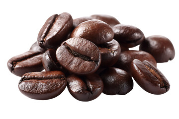 Obraz premium Pile of roasted coffee beans transparent PNG isolated background