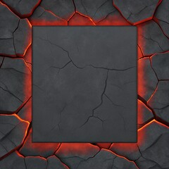 Cracked Volcanic Rock Texture Background with Bordered Blank Area for Edgy Covers
