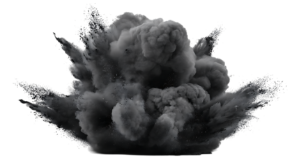 Dark gray smoke explosion transparent PNG isolated background