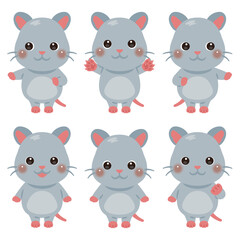 指さしをするネズミのキャラクターイラストセット