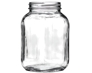 Empty glass mason jar with a silver lid transparent PNG isolated background