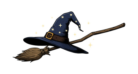 Witch's hat and witch's broom 