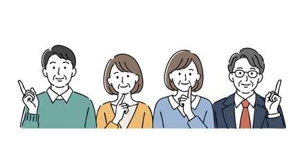 Diverse professionals sharing ideas and pointing upwards, suggesting solutions and inspiration for your project.