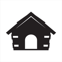 dog house silhouette vector, pet house icon vector