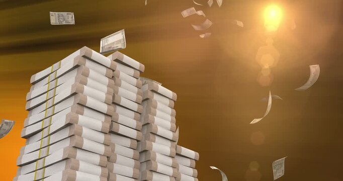 illustration of dreaming of 500 indian rupee bills with light effects