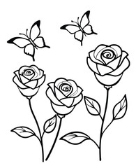 Elegant roses and butterflies in a beautiful black and white floral arrangement