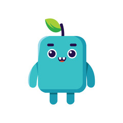 Cute Square Blue Monster Vector