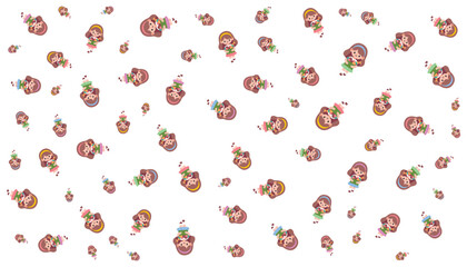 Vector Background Pattern of Girls Carrying Sweets